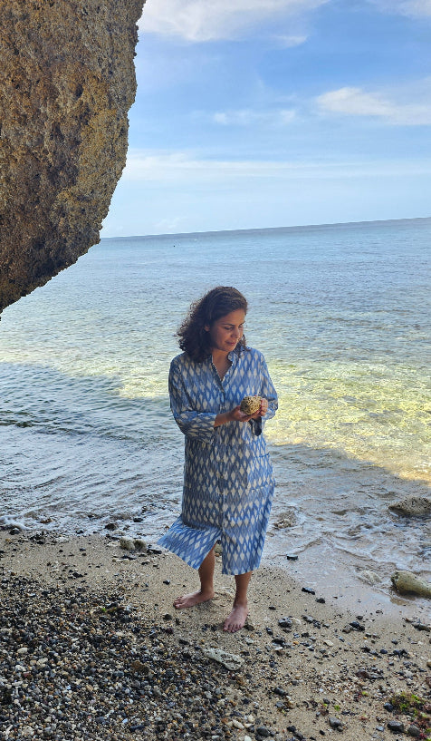 Helen Ikat Blue Dress