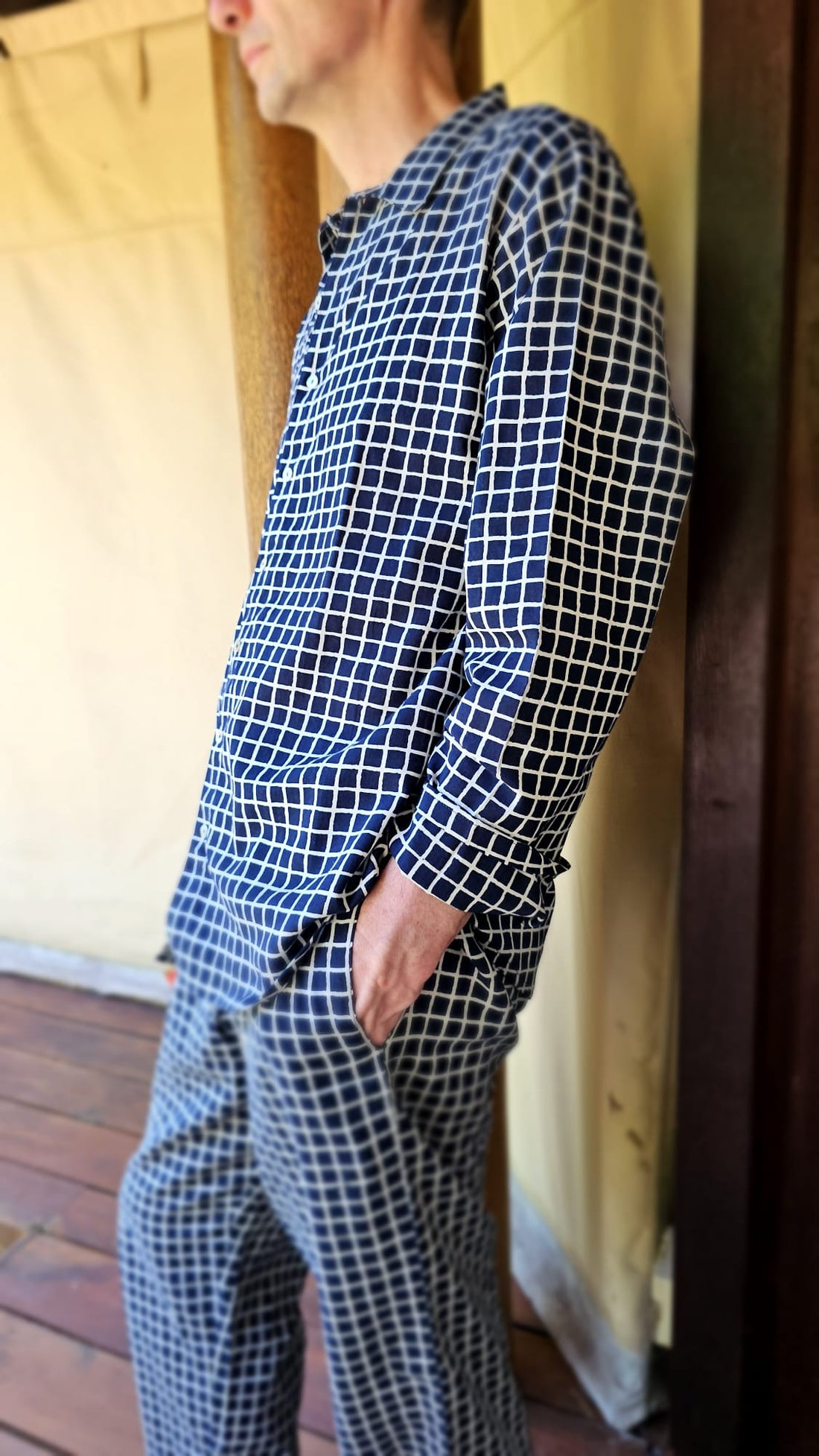 Checkered Linen Pajamas for men