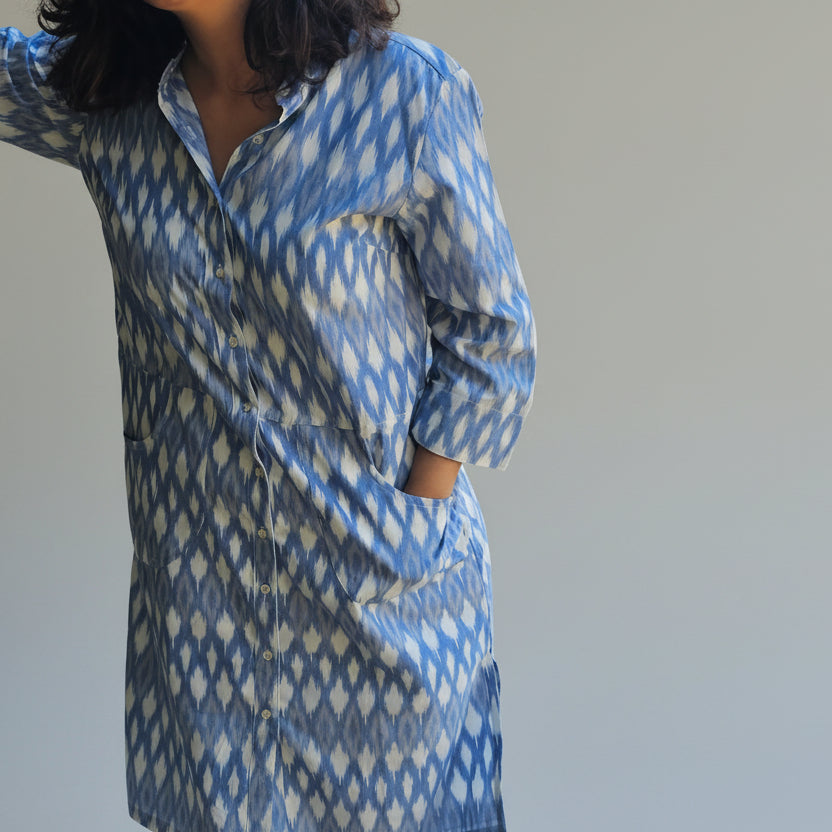 Helen Ikat Blue Dress