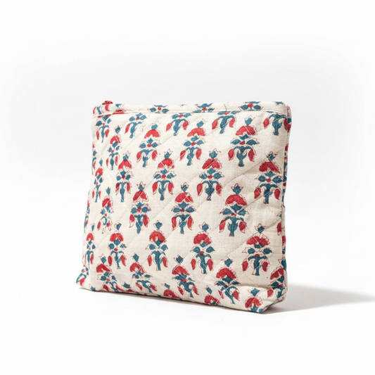 Floral patterned cushion on a white background