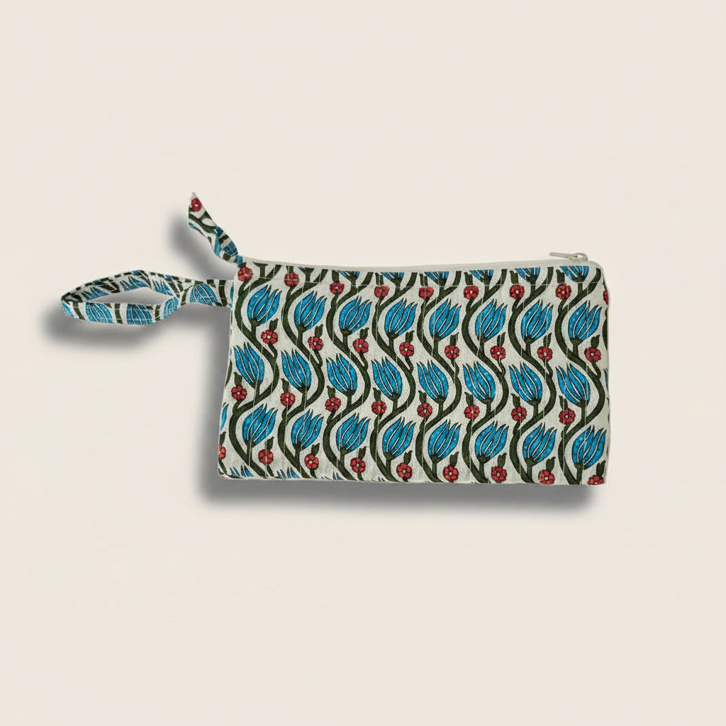 Quilted blue pouch