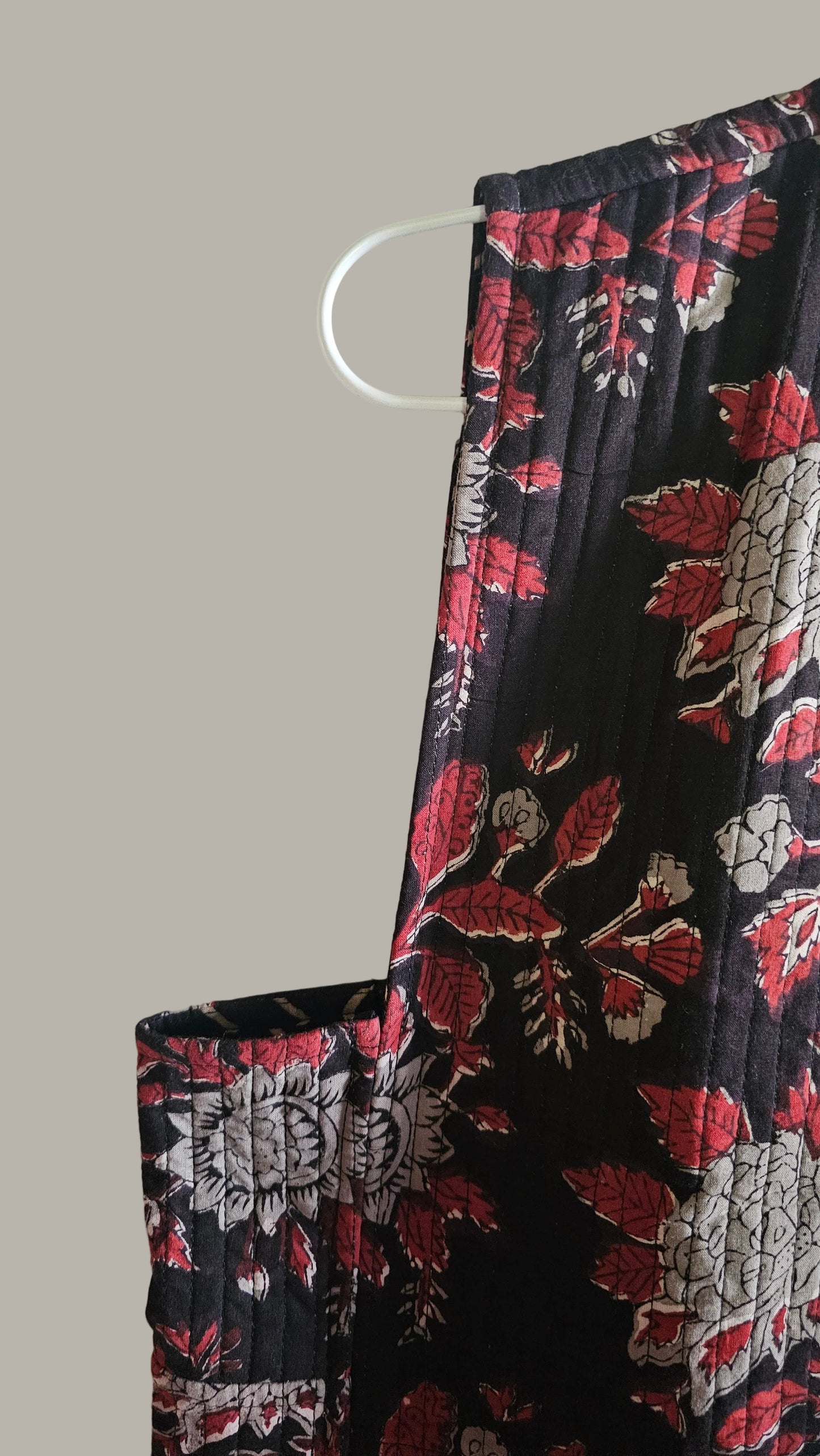 Floral-patterned fabric on a textured surface