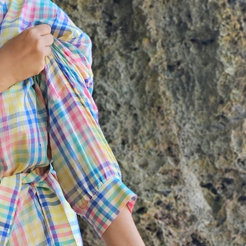 Gingham handwoven dress
