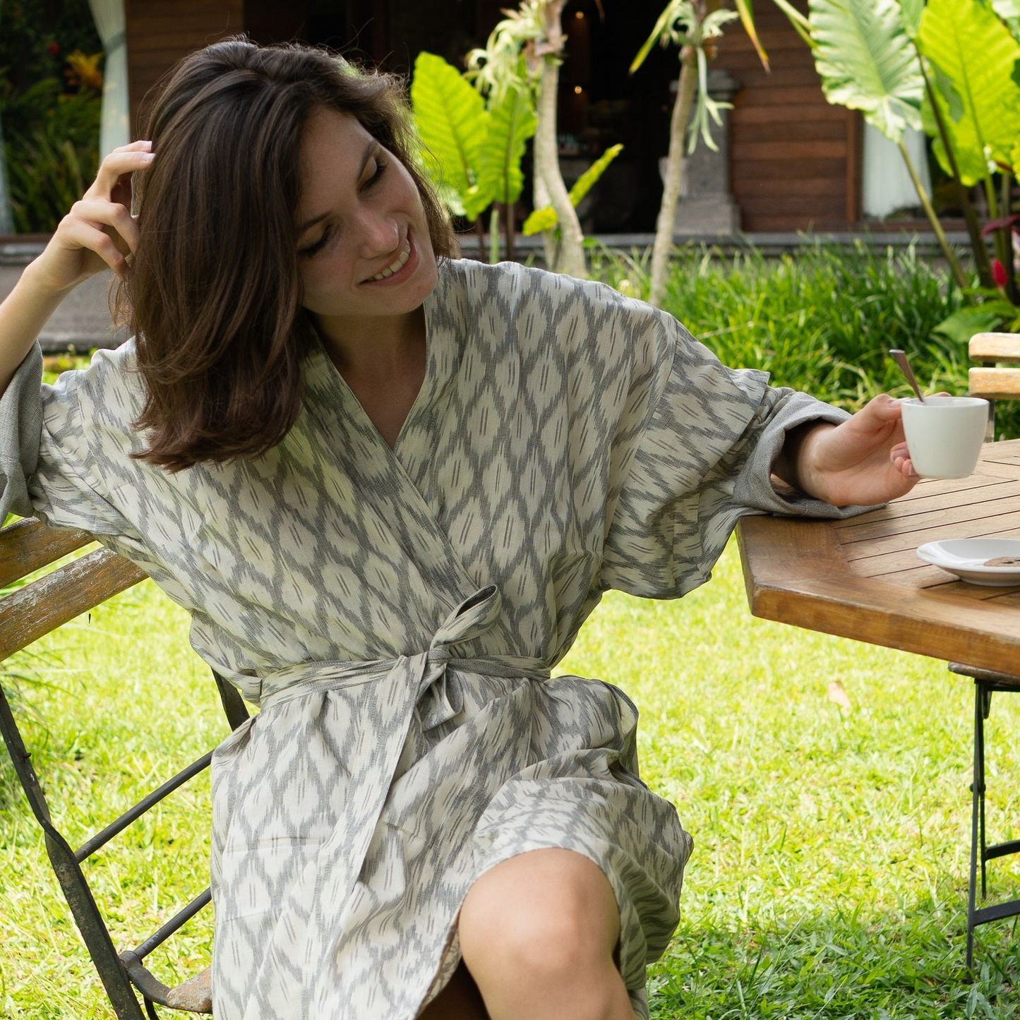 Peignoir Ikat Gris