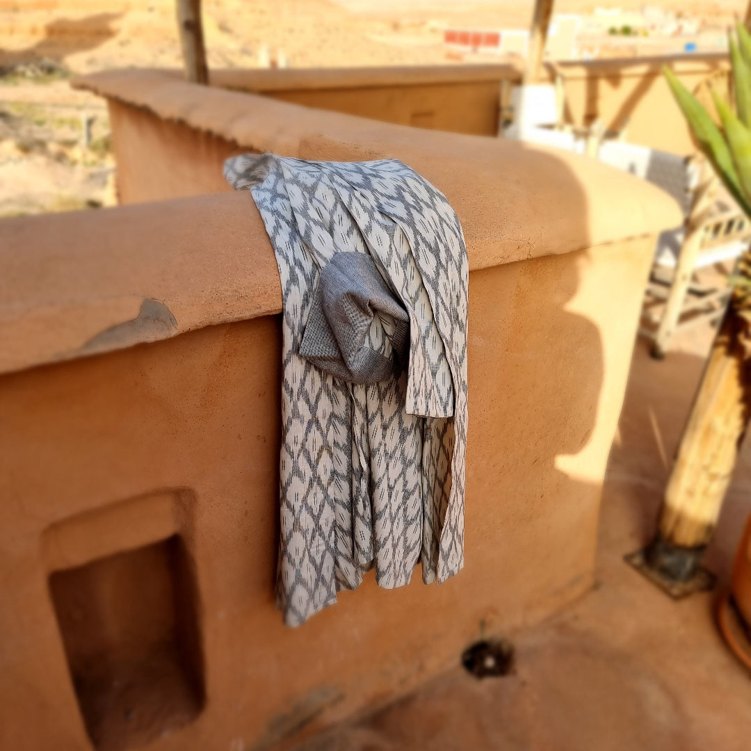 Grey Ikat Robe | Luxurious Cotton Comfort