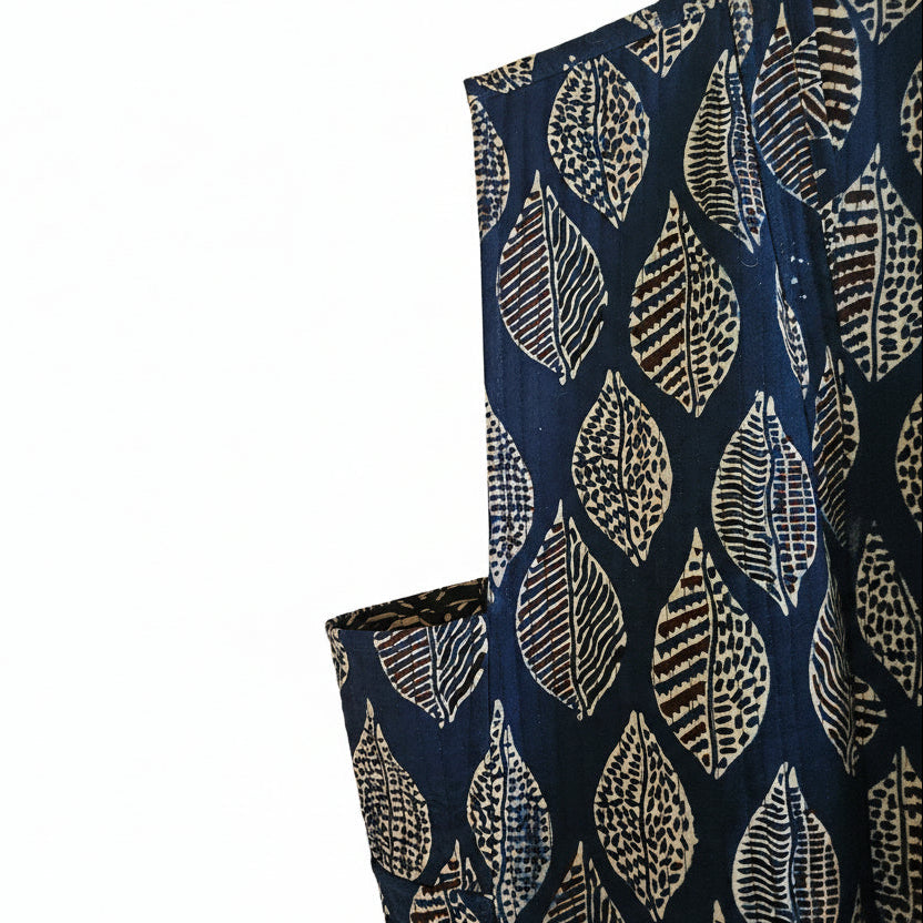 Fabric with leaf pattern on a white background
