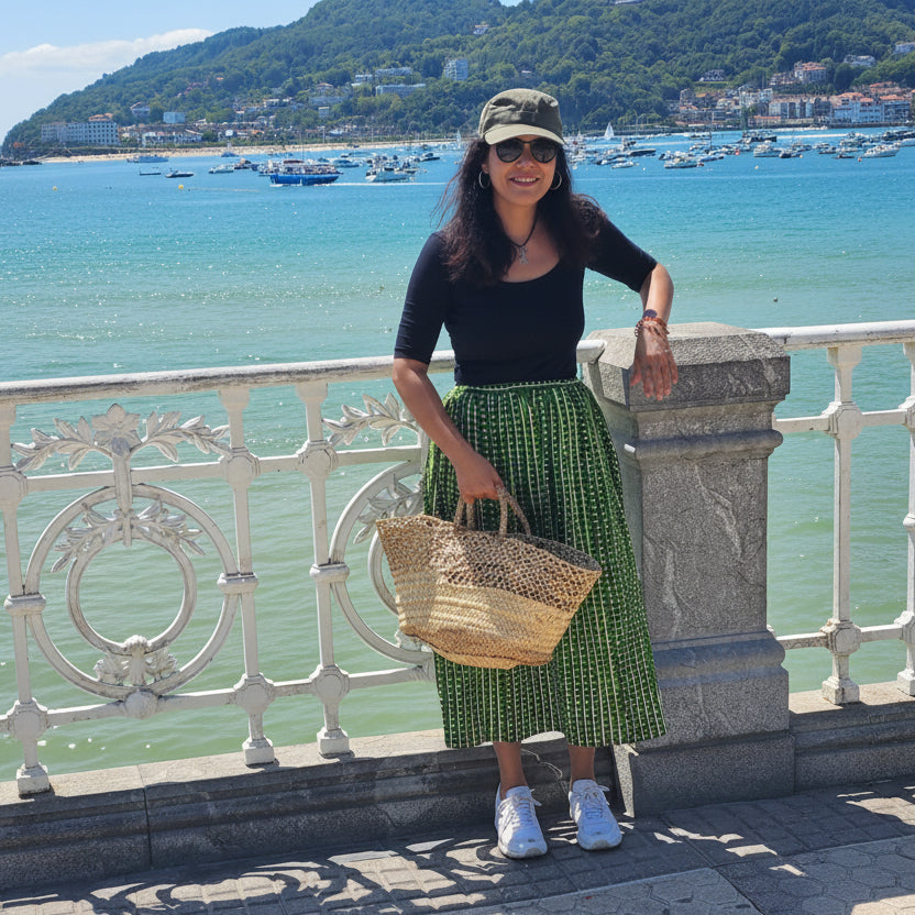 Midi Green summer skirt
