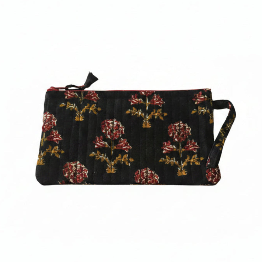 Black pouch with roses