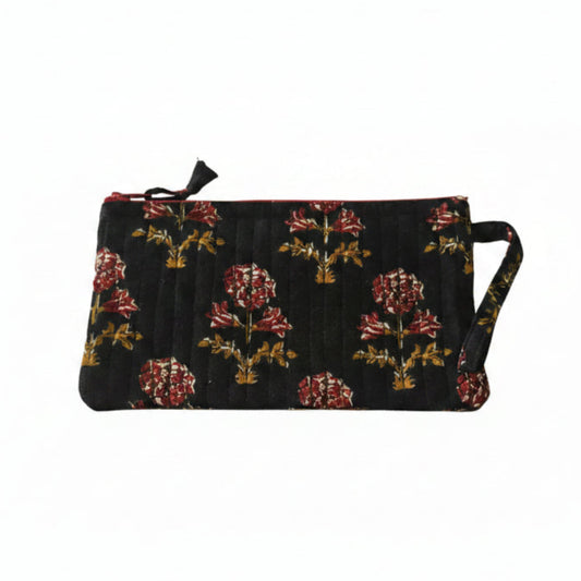 Black pouch with roses