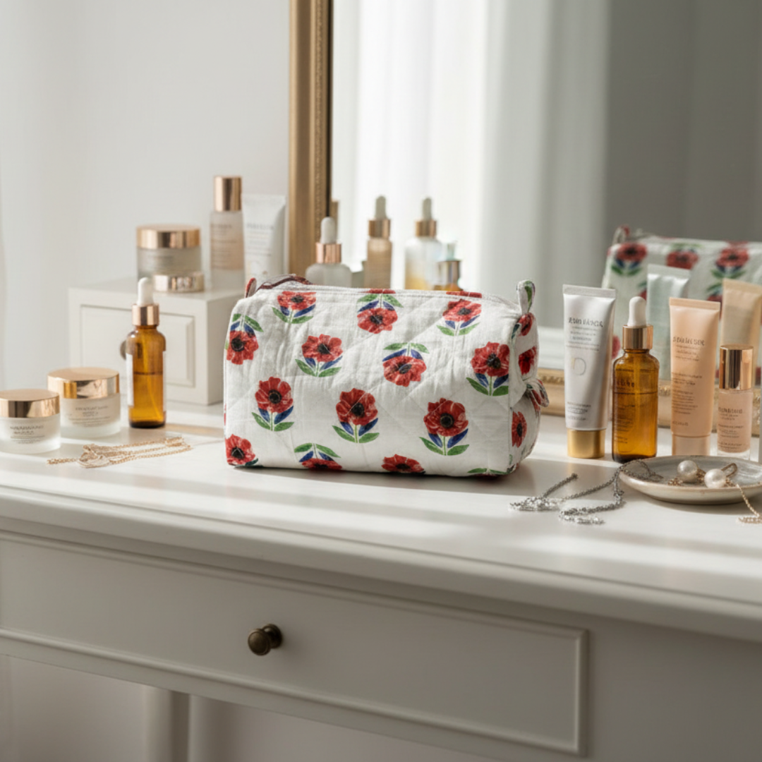 Quilted Beauty Bag Poppy