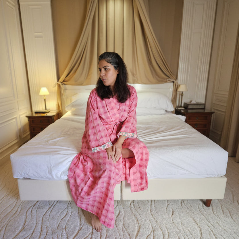 Rose Pink Ikat Kimono