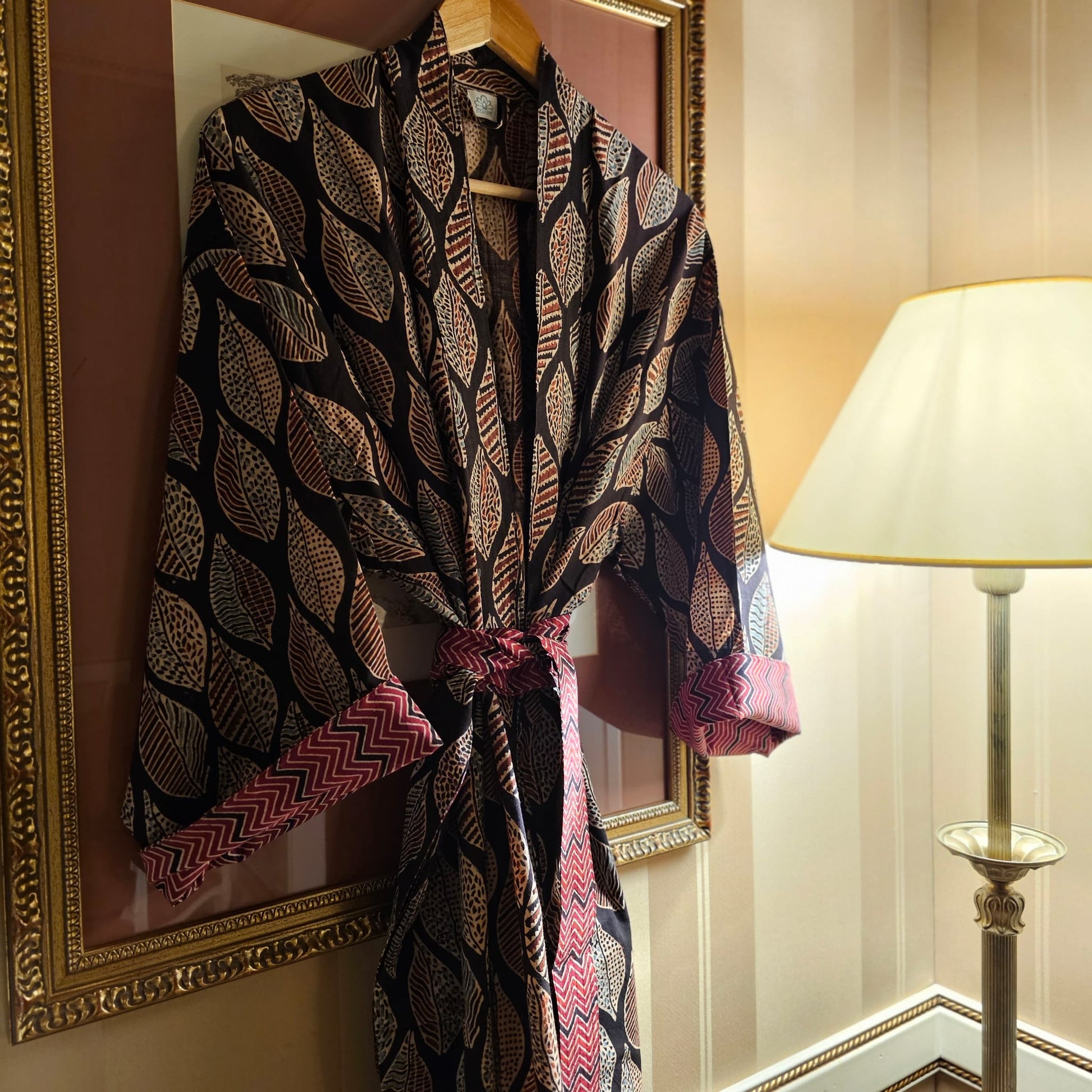 Kimono Oriya - Pure Cotton Robe with Hand-Printed Design